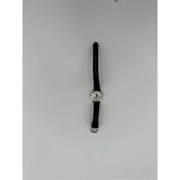 Disney Unisex Black Leather Band Mickey Mouse Round Analog Quartz Wristwatch - Picture 4 of 6